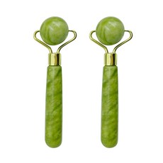 愉悅的公司優質珠子臉部玉石滾輪臉部按摩器 2入, 1套