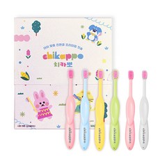 100%국내생산 치카뽀 아기 유아 칫솔 2단계 영유아 24개월 두돌 2세 영아 부터, 1세트, 6개입, 파스텔