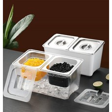 셀프 셀프바 스테인레스 야채보관함 재료 피클 레스토랑 양념 양념통 업소용반찬통, 1개, PP 투명 선반 2칸 스틸 박스+투명 뚜껑