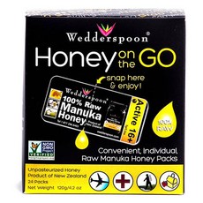 Wedderspoon Organic 허니온더고 마누카 허니 액티브 16+, 5g, 1개