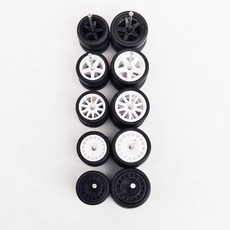 5세트(5대용) 1/64 합금 자동차 바퀴 고무 타이어 1:64 미니 모델 성냥갑, staggered white blk