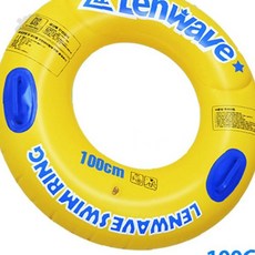 가정용 여름 물놀이 안전 원형 튜브 손잡이 달린 노란색 디자인 수영 보조 용품, 1개, E런웨이브 튜브100센치