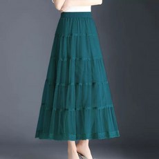 바캉스룩 고무줄밴딩 캉캉스커트 데일리 롱기장 빅사이즈