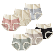 cikicoco 하이웨스트 고탄력 면 스판 여성 팬티 6종 세트