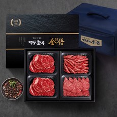 (냉장암소) 1등급 한우선물세트 1kg(등심500g+꽃갈비살250g+갈비살250g), 1개