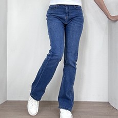 세미와이드청바지 키작녀부츠컷 중청바지 키작녀바지 하이웨스트청바지 로지블루