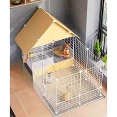 토끼 케이지 조류 오리 견사 하우스 실내 애완 동물, 1개, 72x107x82 울타리 펜트하우스형