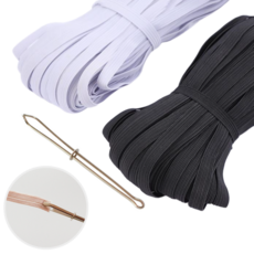 아워딜 골지 납작 고무줄 허리 밴드 10mm*10m 고무줄끼우개 증정, 블랙, 1개