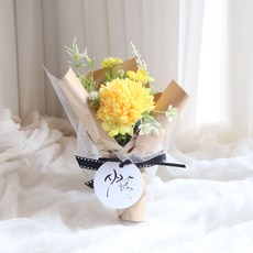 어반블루메 퐁퐁 국화 미니 조화 꽃다발 납골당 꽃다발 부착형, 노랑, 1개