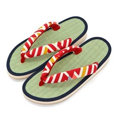 [죽춘] 눈다래질 여성 골풀 일본제 짚신 원형 다다미 눈송이 LL 24.5~25.5cm 야마가타/빨강 21