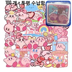 별의 커비 스티커 캐리어 방수스티커 리무버블 꾸미기 커비양 방수 꾸래핑 여자아이 선물, 100개, 핑크 덩어리 100개, 핑크 덩어리