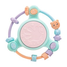 JoyBaby 嬰兒手搖鈴 嬰幼童玩具 鋼琴 吉他 玩具 麥克風 電子琴 手拍鼓 音樂搖鈴 幼兒早教玩具, 串珠音樂鼓, 1個