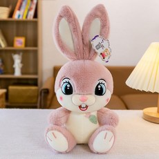 귀여운 토끼 봉제인형 애착인형 대형 인형 부드러운 봉제완구 수면 인형 침실 장식 선물용 인형, 핑크