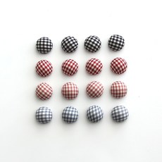 악세사리 만들기 장식 체크 싸개단추(고리없는) 2개, 핑크