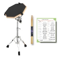연습용 드럼패드 휴대용 드럼 12인치 + 악보 + 스틱 1조, 블랙, 1개