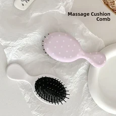 휴대용 미니 폴카 도트 헤어 브러시 마사지 쿠션 컬링 및 정전기 방지 기능이 있는 컴팩트 개인용 스타일링, 02 각 2개씩