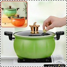 대용량 미압력 호박압력솥 진공 가마솥 YHA참기 전기냄비 찜기 6인용 5분쿠킹 방열핸들, [1+1]주황색 단일 냄비+그린  단일 냄비