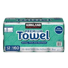 科克蘭 Kirkland Signature 特級廚房紙巾 隨意撕設計 12捲入 每捲160張, 1個, 一箱