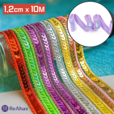 레아하브 샤인벨 스팽글 레이스 반짝이 리본, 1개, 파스텔퍼플