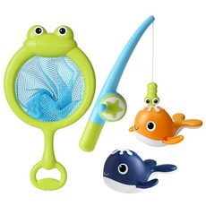 寶寶洗澡玩具套裝 青蛙撈網釣魚玩具 兒童戲水玩具, 綠色, 1個