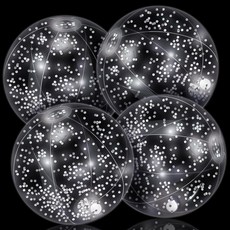 HyDren 4팩 LED 조명 비치 볼 30.5cm(12인치) 야광 당구공 색종이 조각 글리터 공기 주입식 수영장 장난감 청소년 성인 여름 디스코 파티 선물(라이트 블루), 실버