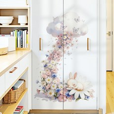 兔子 雲朵 花朵, ins 歐風壁貼系列 c168