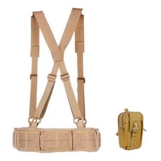 【開發票/統編】多功能戰術腰帶套裝 尼龍眼鏡蛇扣工作腰封 戶外軍迷登山野營裝備 960112, 卡其色腰封背帶款+包, 1個