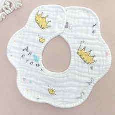 Baby Studio 360度旋轉圍兜 口水巾 舒適透氣柔軟紗布, 1個, 皇冠