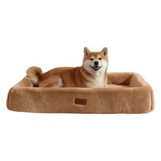 EMME 융털 도그하우스 3D 입체 디자인 따뜻하고 물림에 강한 스폰지 패드 탈부착 및 세척 가능 대형견 중형견 소형견 적용, 1개, Brown