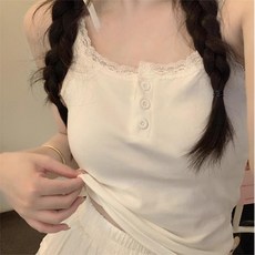 투니스 여성 퓨어 디자이어 레이스 슬림 민소매 티셔츠