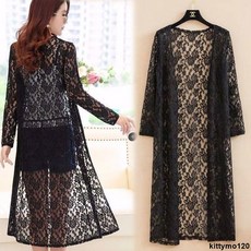 蕾絲開衫防曬衣女外搭中長款大碼薄款披肩外套