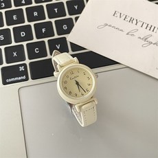 Kentsho 復古小錶盤石英腕錶，奶茶色，靜音，防水