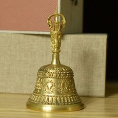 黃銅鈴鐺 藏族飾品金剛杵擺件, 黃色八寶 高13.5釐米口6.5釐米20, 黃色