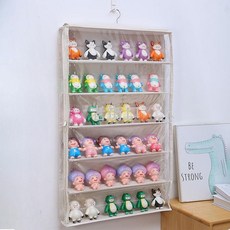 門後明星公仔包包棉花神器娃娃全封閉防塵毛絨玩具玩偶收納掛袋-老街口，可愛造型，防塵收納, 櫻花粉60 cm送衣架掛鉤,26cm層高 x 6層