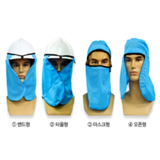 퓨어09 안전모 두건타입 망사 마스크형 메쉬 햇빛가리개, 1개, 블루