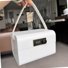 디지털 스마트금고 SafeBox 소형금고 가정 사무 안전 보안 가정용금고 사무실용금고 미니금고 인테리어 보안금고 휴대용금고 인테리어용품 인테리어금고 귀중품 보관함, 화이트