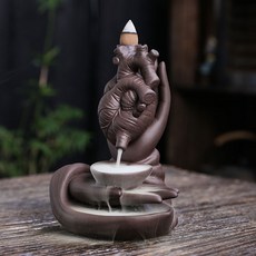 紫砂倒流香薰爐工藝品擺件創意美式佛手心臟檀香倒流香爐, 心臟手