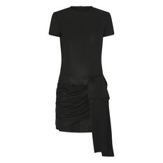 핀코 반소매 드레이프 미니 드레스