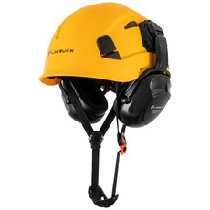 【台灣 隔日 發出 統編】30分貝降噪隔音耳罩美式建築安全帽工程施工透氣防護帽, 黃帽+耳罩, 1個