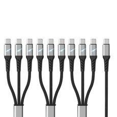 아이엠듀 멀티 3in1 C to C타입 고속충전 케이블 LED 플렉시블, 3개, 블랙, 70cm