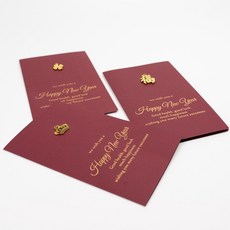 메탈 신년 연하장 고급 새해 카드 엽서, 행운