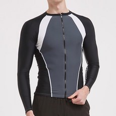 수영장 비치웨어 남성용 레쉬가드 긴팔 집업 자켓