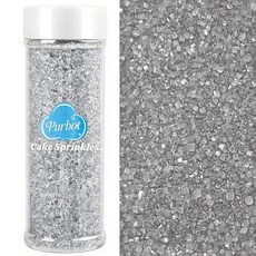 Gold Sprinkles 샌딩 슈가 180g(6.0온스) 식용 스파클링 슈가 크리스탈 베이킹 쿠키 아이스크림 컵케이크 케이크 장식용, 실버