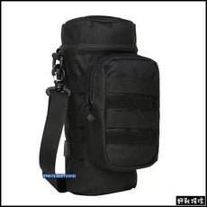【野戰搖滾-生存遊戲】Molle戰術模組化水壺袋附背帶黑色款，登山戶外水瓶袋水杯袋，側背腰掛水壺包, CP迷彩, 1個