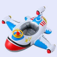 【台灣出貨】【BB&C】兒童造型泳圈 造型泳圈 夏天玩具 卡通泳圈 坐式泳圈 飛機泳圈 兒童泳圈 嬰兒泳圈, 1個, 白色飛機座圈（1-5歲）, 白色飛機座圈（1-5歲）