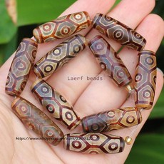 티벳 염주 1 조각 천연 마노 약 10x30mm 붉은 갈색 고대 티베트 Dzi 비즈 DIY 쥬얼리 만들기 용