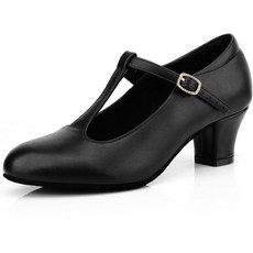 여성용 T스트랩 캐릭터 슈즈 라틴 볼룸 댄스 힐 블랙 웨딩 펌프스 댄스화 연습용 발편한 사교댄스 연주회 연회용 구두 전문