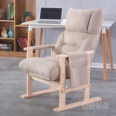 1인용리클라이너 사무용 컴퓨터 의자 각도조절 우드 그레이 무중력 안락 휴식 라운지, 원목 다리, 고정 난간, c. 카키