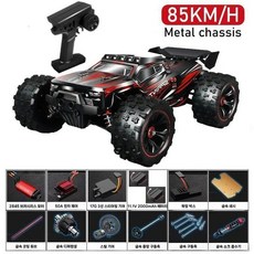 오프로드 몬스터 4WD 산악 RC카 무선 대형 원격 4wd 4륜 입문용 rc카 선물, 레드+배터리2개