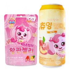 프린세스 캐치티니핑 하츄핑의 츄잉캔디 복숭아맛+ 하츄핑의 왕관젤리, 1세트, 122g, 옐로우+왕관젤리